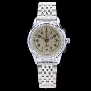 Vintage 35mm Helbros 17 Jewel Men's Chronograph Wristwatch Venus Swiss Steel